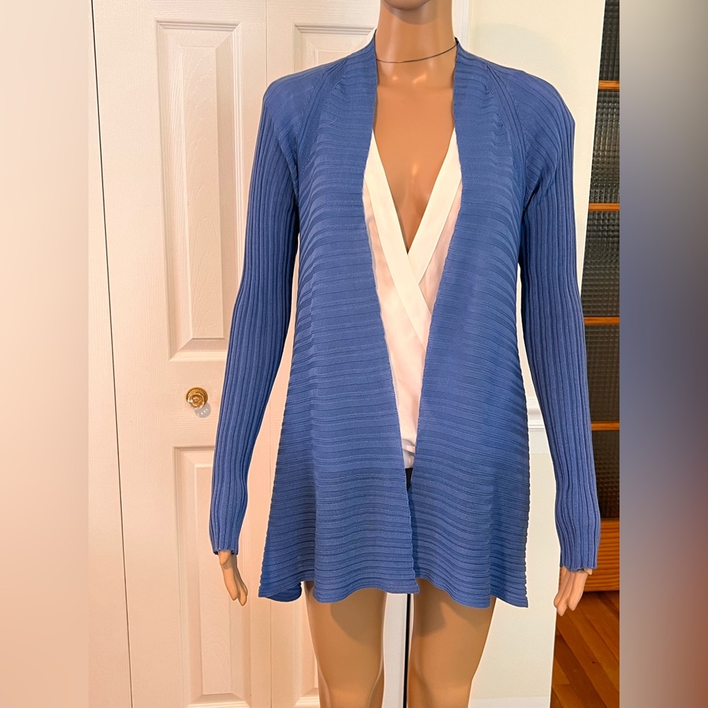 NWOT Eileen Fisher Ribbed Blue Cardigan 
Size S